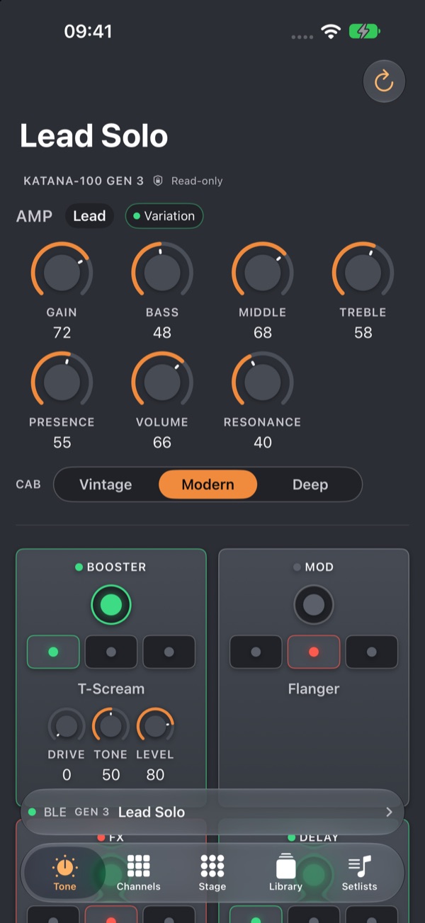 Preview: the same Gen 3 sound on iPhone, marked Read-only